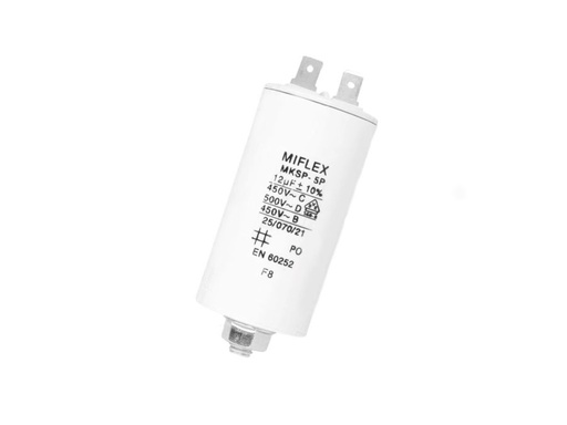 [H29892] MOTOR kondensator - 12uF / 450V, M8 forskruning, Spadestik
