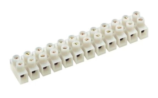 [H24145] Klemrække m. bladfjeder - 12 x 0,5-2,5mm², 450V/24A, Hvid