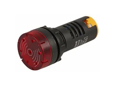 [H25482] LED panellampe m. blink og lydgiver - 230Vac, Rød