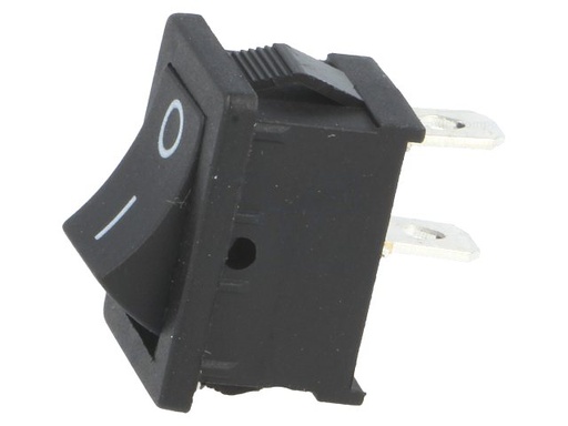 [H19463] Vippekontakt - 1P OFF-ON, 4,8mm spade, 3A-250V, Sort