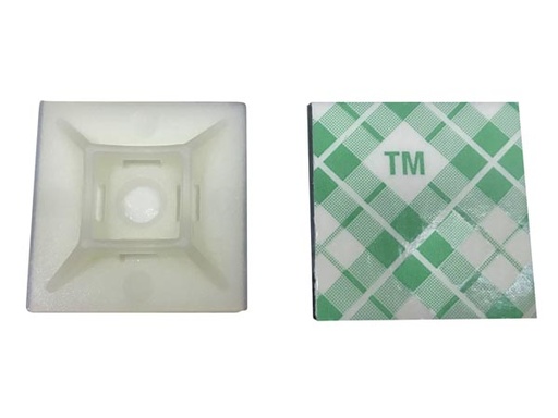 [H17101] Selvklæbende holder t. kabelstrips - 28x28mm, Hvid (10 stk.)