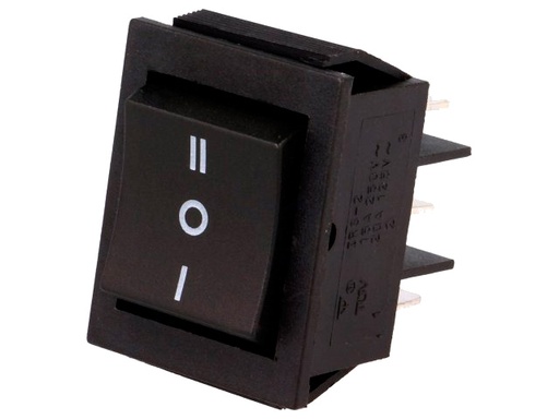 [H17086] Vippekontakt - 2P ON-OFF-ON, 250V / 15A, Sort