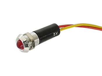 [H19144] 12V LED kontrollampe - Rød, krom hus