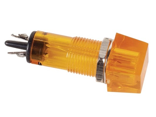 [H19023] Panel kontrollampe - 12V, 11,5mm kvadrat, ORANGE
