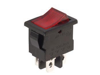 [H12659] Vippekontakt - 1P OFF-ON, 3A-250V, RØD neon (19,8x13mm)