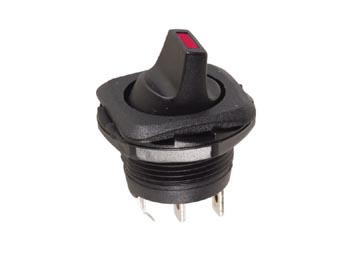 [H12665] Vippekontakt - 1P OFF-ON, 6A-250V, Rød LED (Ø20mm hul)