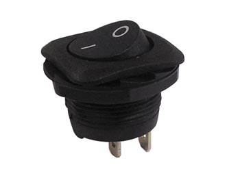 [H12667] Vippekontakt - 1P OFF-ON, 6A-250V, Sort (Ø20mm hul)
