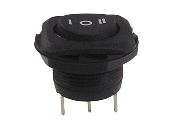 [H12669] Vippekontakt - 1P ON-OFF-ON, 6A-250V, Sort (Ø20mm hul)