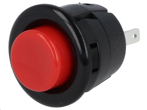 [H12496] Rund trykkontakt - 1P OFF-(ON) Ø18mm, Rød