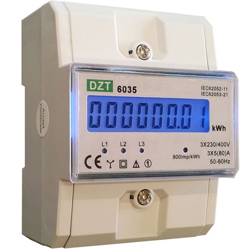 [39121539] Bimåler / Elmåler KWH for din skinne 3F 85A LCD