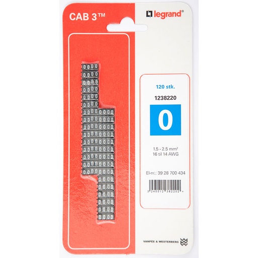 [3928700434] CAB3 Ledningsmærker 1,5-2,5 mm² (0)