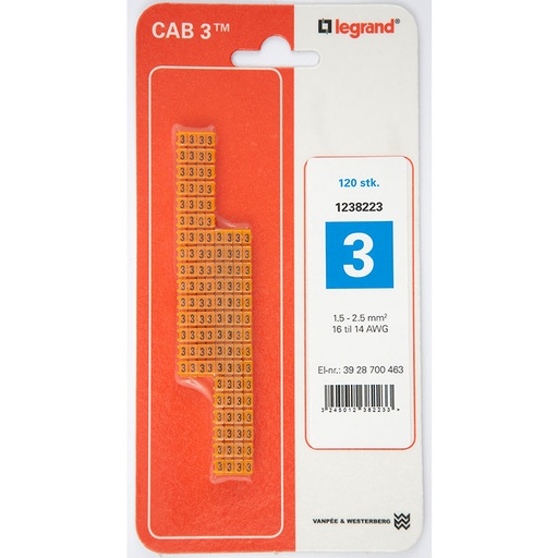 [3928700463] CAB3 Ledningsmærker 1,5-2,5 mm² (3)