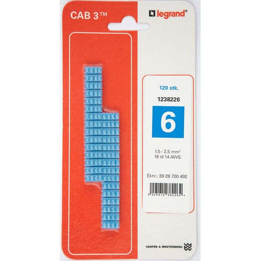 [3928700492] CAB3 Ledningsmærker 1,5-2,5 mm² (6)