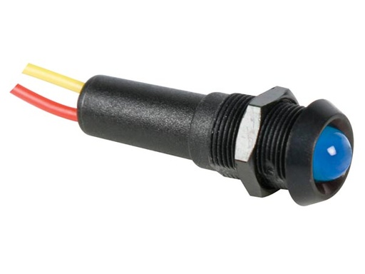 [H37798] LED panel kontrollampe - 12V, sort hus, BLÅ