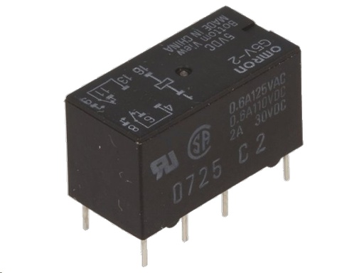 [H40429] Miniature relæ - 5VDC / 100mA, 2 x skifte 125VAC