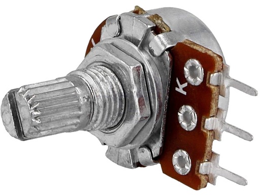 [H42356] Potmeter - 22kOhm mono log., Ø6mm rillet metalaksel