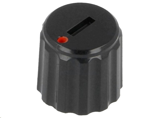 [H42067] Drejeknap til 6mm aksel, Push-in - Ø11x10mm Sort m. rød prik