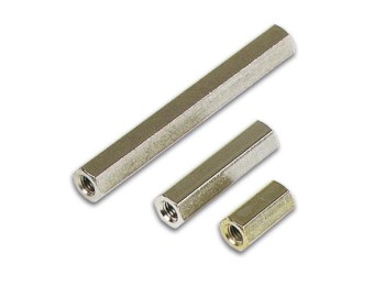 [H34147] Afstandsmøtrik - 6mm messing, hun til hun (M3)