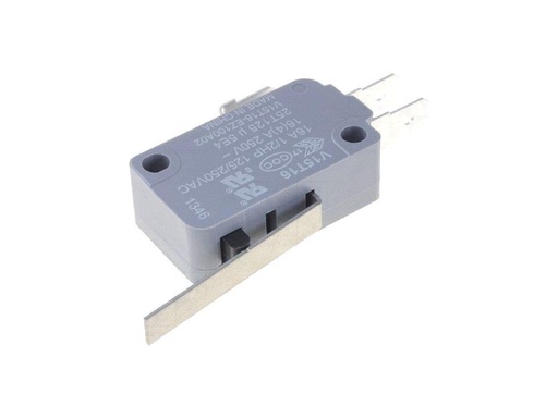 [H34247] Mikroswitch m. lang arm - 16A/250V, ON-(ON) SPDT, spadestik