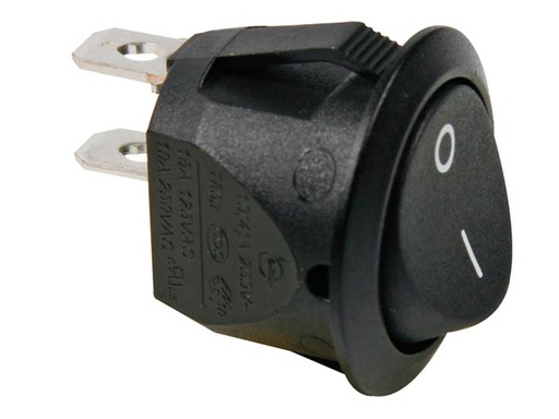 [H36005] Vippekontakt - 1P OFF-ON, 10A/250V, Sort (Ø20,2mm)