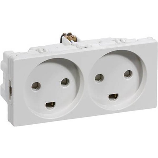 [1017043240] Stikkontakt 2 modul 2 tænd. 2-pol m. jord lysegrå