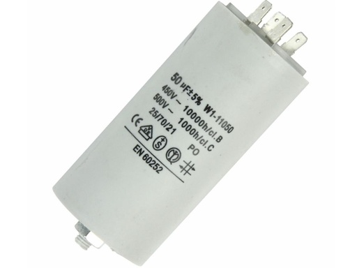 [H29901] MOTOR kondensator - 50uF / 450V, M8 forskruning, Spadestik