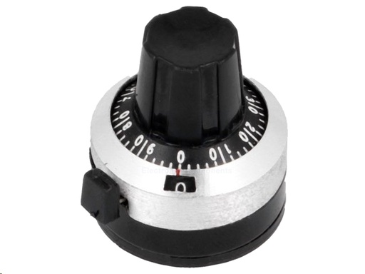 [H30402] Analog tæller-drejeknap m. lås - 10 omdr. (Ø6,35mm aksel)