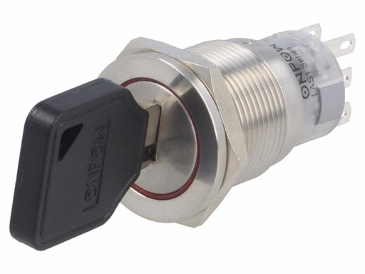 [H55866] Nøglekontakt - 3P, ON-ON-OFF, Ø19mm (3PST)