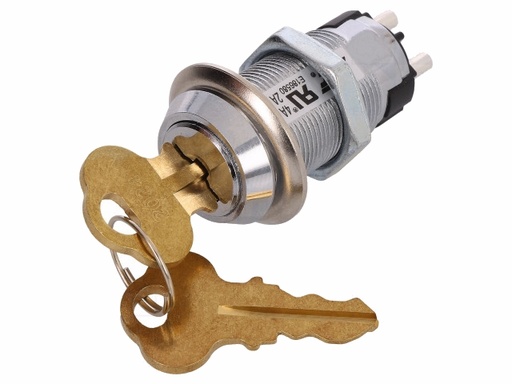 [H54028] Nøglekontakt - 1P OFF-(ON), Ø19mm (SPST)