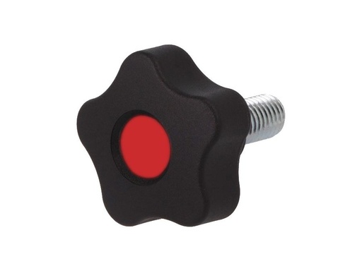 [H59610] Fingerskrue - M8 x L20mm gevindaksel, Ø40mm greb (Rød)
