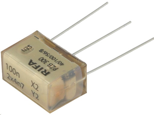 [H47851] X2/Y2 støjdæmp. kondensator - 275Vac Cx:100nF Cy:2x4,7nF