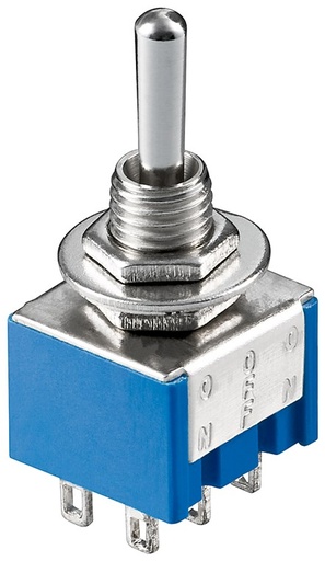 [H49273] Miniature vippekontakt - 2P ON-OFF-ON kabinetmont. Ø5mm