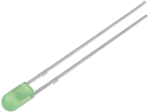 [H48823] 3mm LED - Rund, GRØN diffus, u. flange (15mcd 60°)