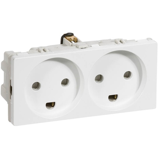 [1017043392] Fuga stikkontakt med jord 2 modul 2-pol - hvid