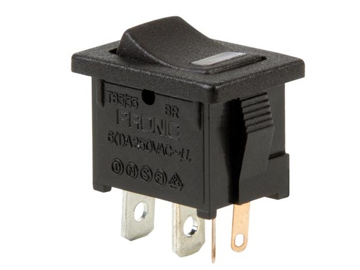 [H43780] Vippekontakt - 1P OFF-ON 5A-250V, Sort m. rød LED
