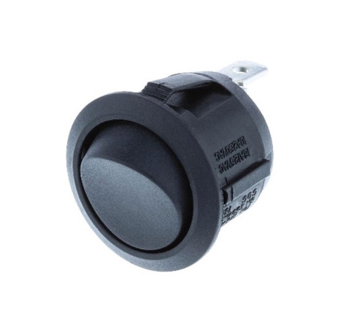 [H64555] Vippekontakt - 1P OFF-ON, 20A/14V, Sort (Ø20,2mm)