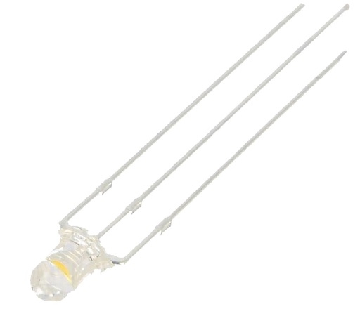 [H61022] 3mm LED - RØD/Varm hvid (2000...4200mcd 30°)