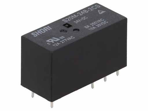[H60662] Miniature relæ - 24VDC 10A, 2 x skifte (DPDT), 8-ben 5mm