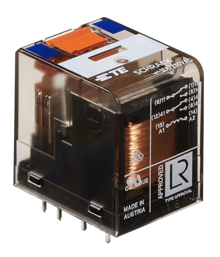 [H60514] Heavy duty relæ - 24VDC / 12A, 2 x skifte (DPDT)