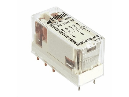 [H60578] Miniature relæ - 24VAC 8A, 2 x skifte (DPDT), 8-ben 5mm