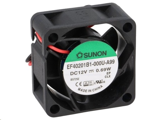 [H16422] DC blæser - 40x40x20mm 12Vdc / 0,56W, glideleje, 2 ledn.