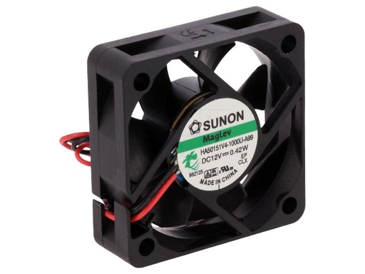[H40747] DC blæser - 50x50x15mm, 12Vdc 0,3W Vapo, 2 ledn.