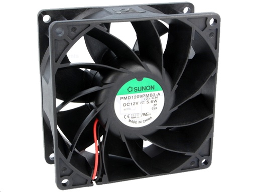 [H33521] DC blæser - 92x92x38mm 12Vdc, Kugleleje 5,6W, 2 ledn.