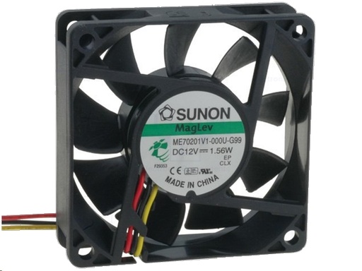 [H35544] DC blæser - 70x70x20mm 12Vdc, 1,56W, Vapo, 3 ledn.