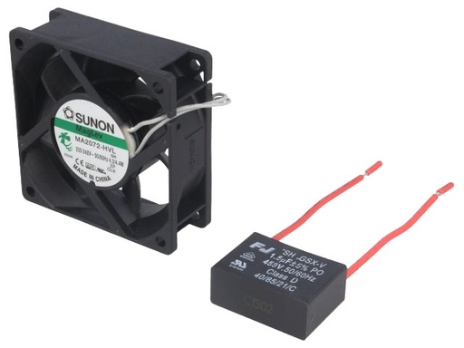 [H35849] AC blæser - 70x70x25mm 230V 4,3W VAPO™ (inkl. kond.)