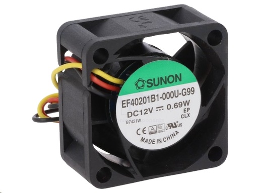 [H47586] DC blæser - 40x40x20mm 12Vdc / 0,56W kugleleje, 3 ledn.