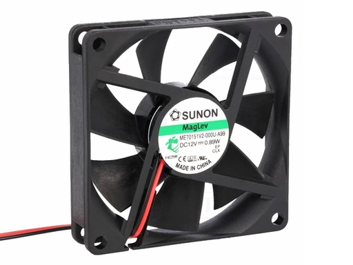 [H61707] DC blæser - 70x70x15mm 12Vdc 0,07A Vapo, 2 ledn.