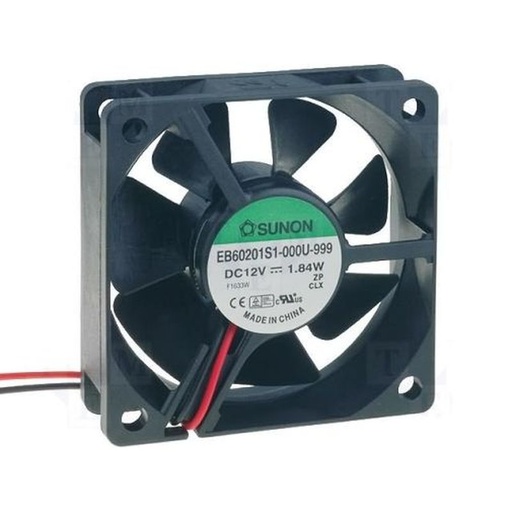 [H61107] DC blæser - 60x60x20mm 12Vdc / 0,115A   2 ledn.