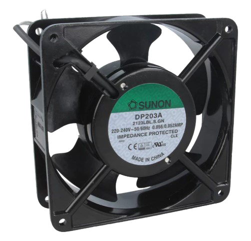 [H63834] AC blæser - 120x120x38mm 230V 48mA 8,2W m. kugleleje