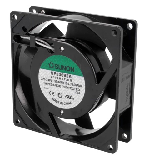 [H64004] AC blæser - 92x92x25mm 230V 14,5W (2,8mm spadestik)